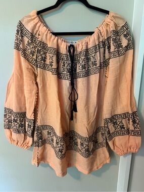 Made in India 100% Cotton Embroidered Peasant Top